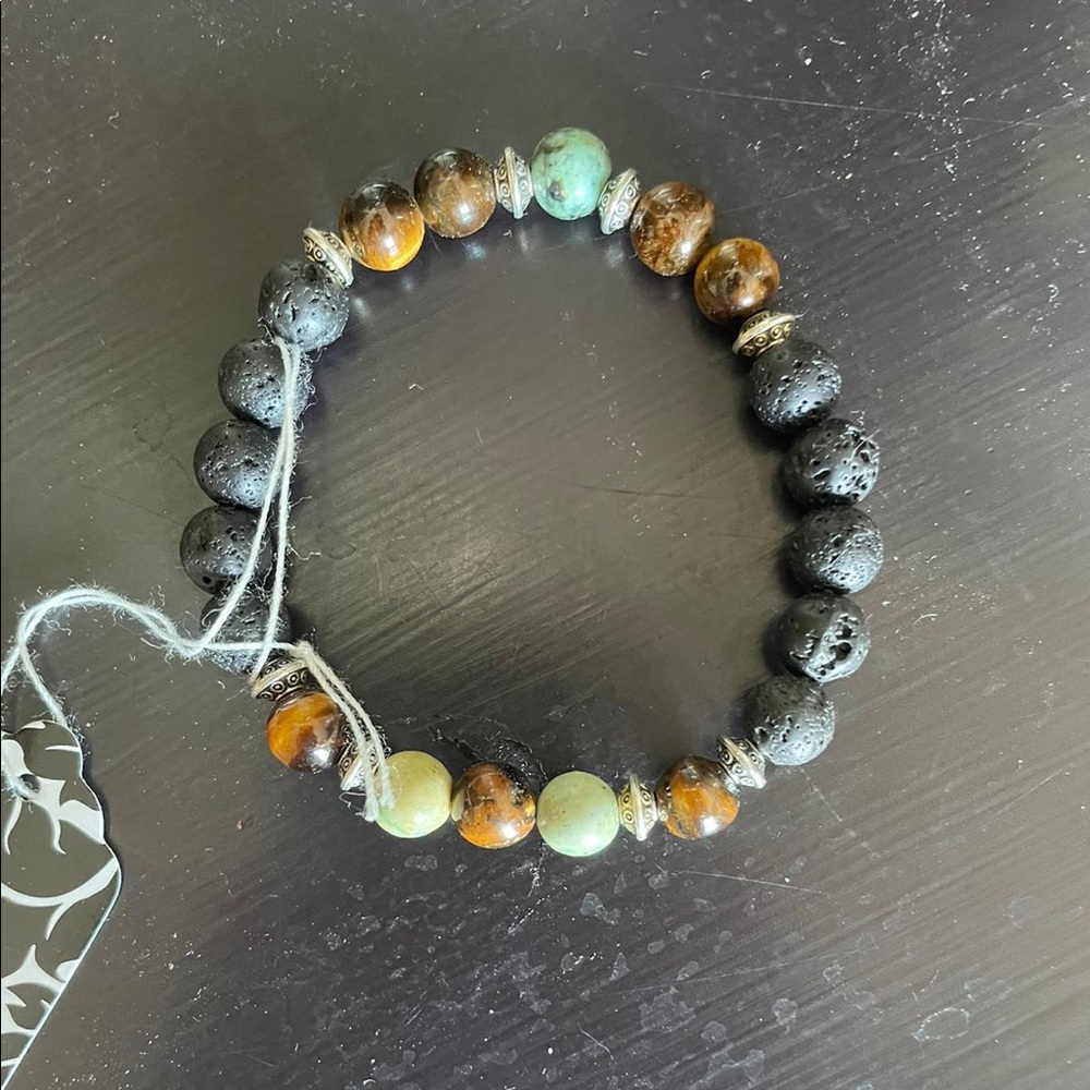 Calming Tiger Eye and lava stones bracelet